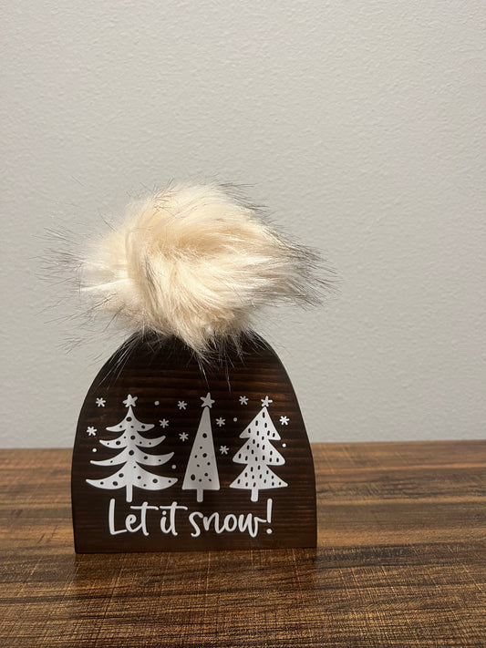 Let it snow wooden beanie